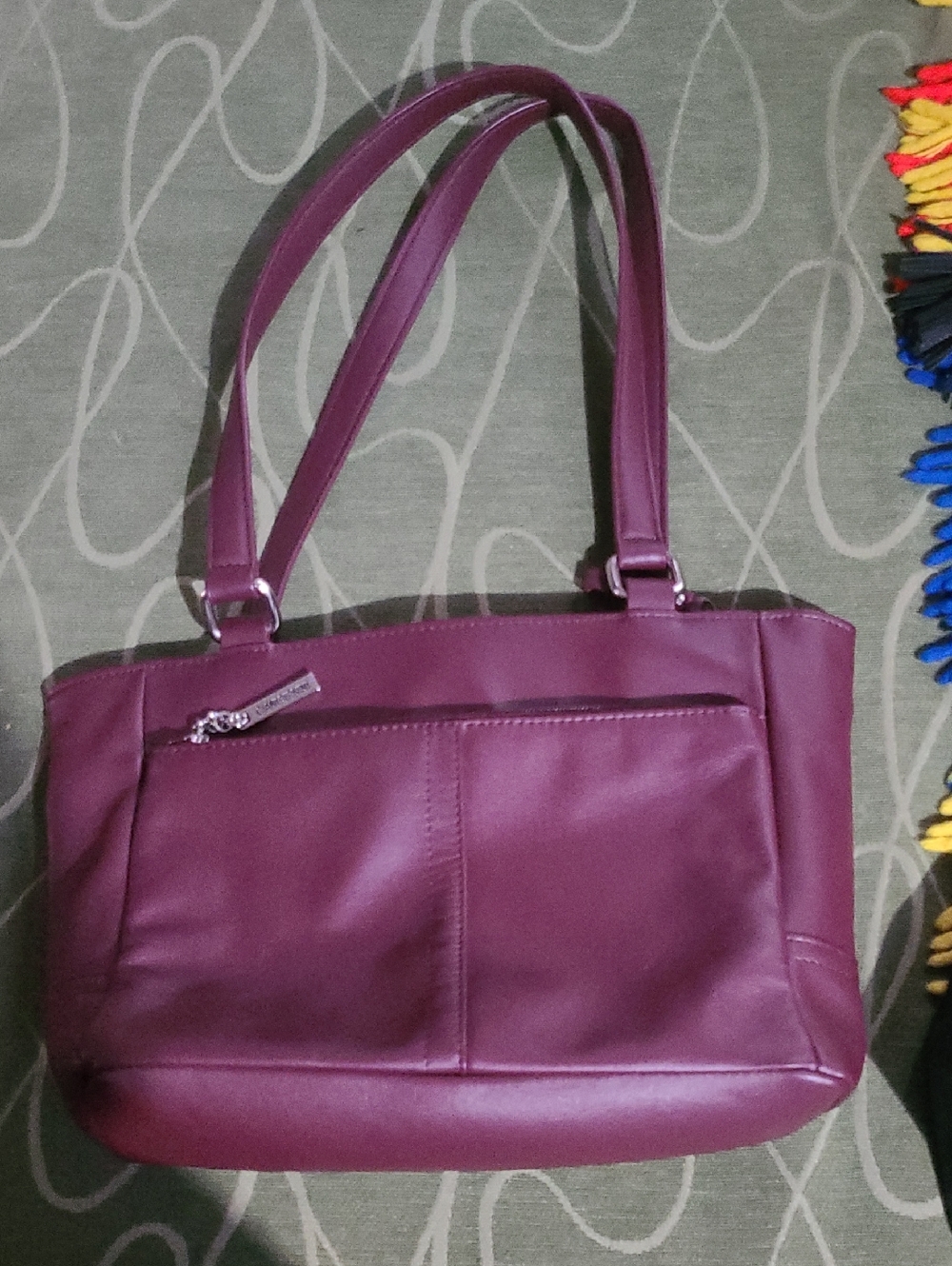 Giani Bernini Plum Shoulder Bag with Front Zip Pocket